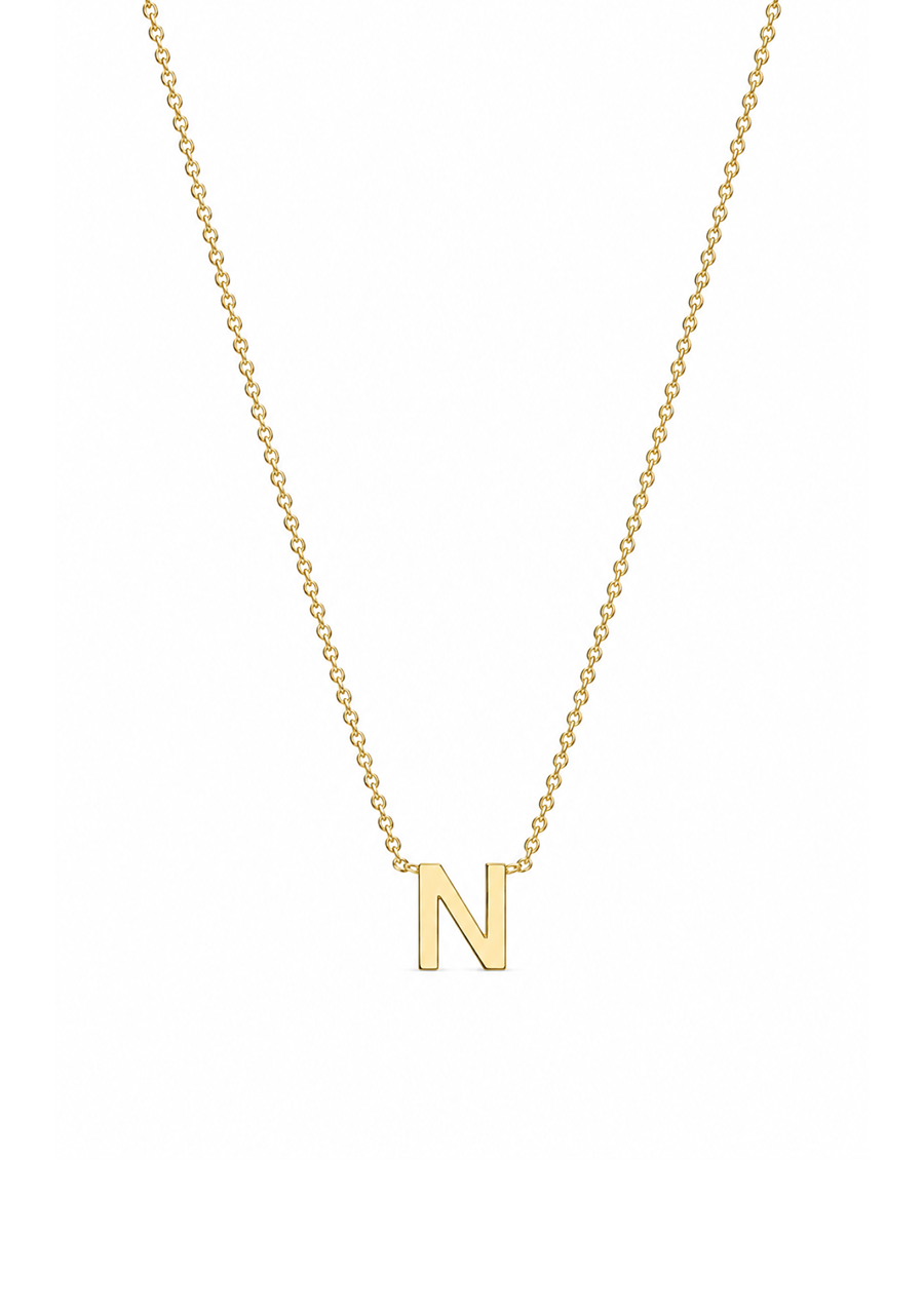 9ct Yellow Gold Initial 'N' Necklace