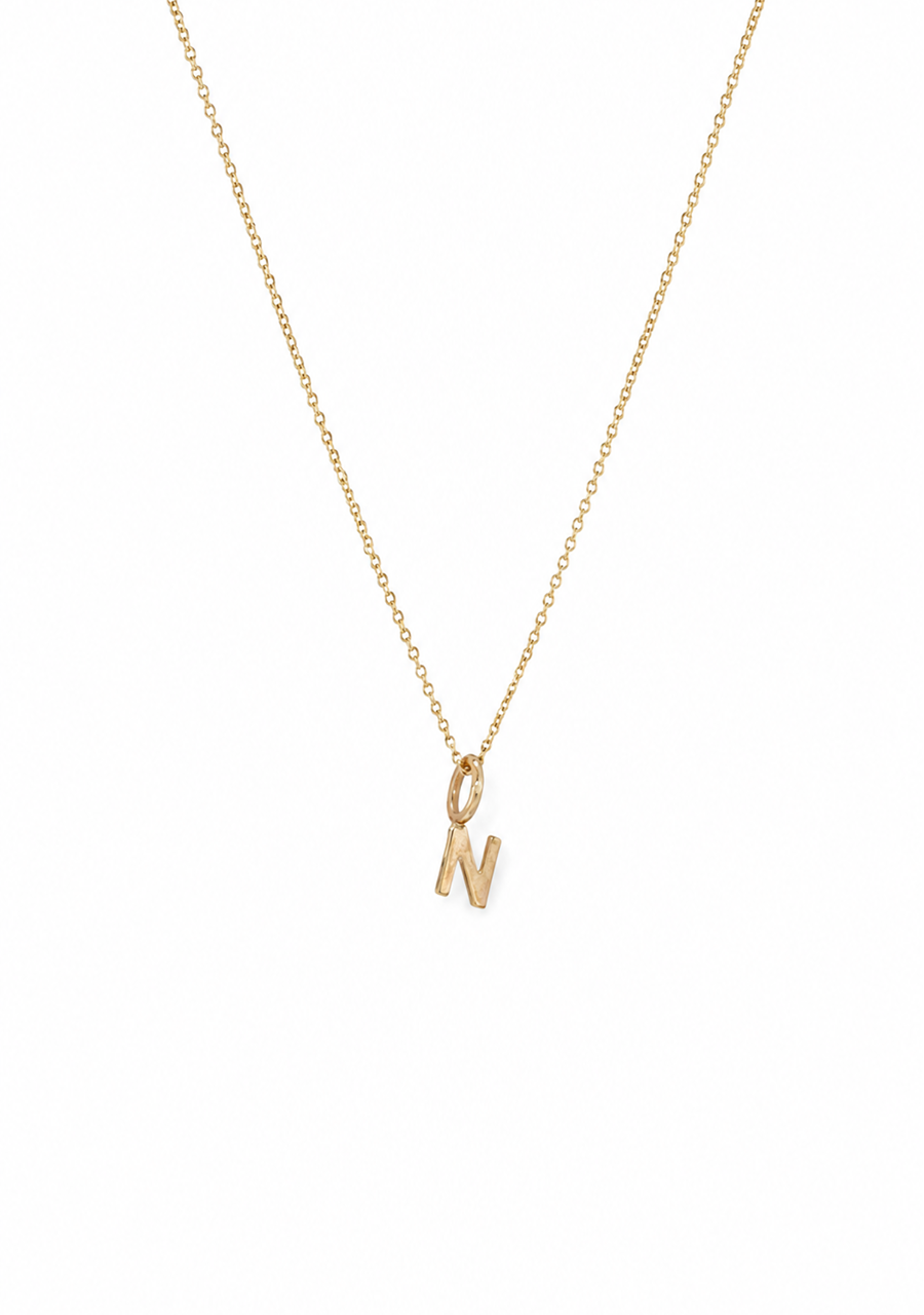 9ct Yellow Gold Initial 'N' Necklace