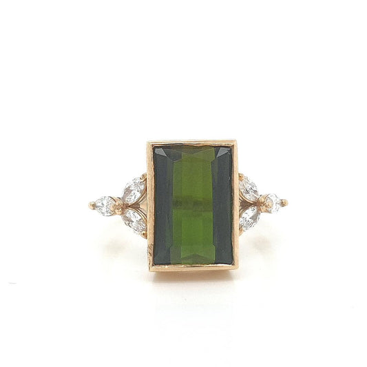 Tourmaline & Diamond 9ct Yellow Gold Ring