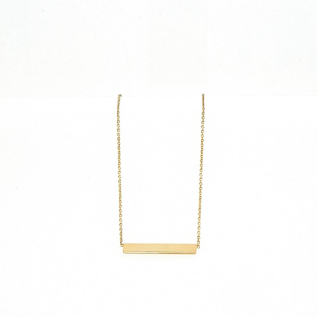 9ct Yellow Gold Solid Horizon Bar Necklace 40cm + 5cm Extender