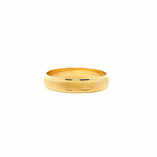 9ct Yellow Gold Hollow Ribbed Centre Ring Size N