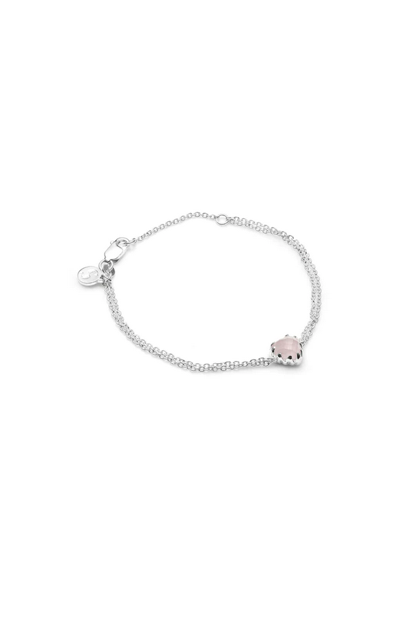 Stolen Girlfriends Club Silver Love Claw Bracelet with Rose Quartz 17cm + 3cm Extender