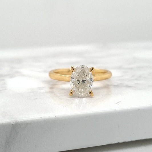 18ct Yellow Gold Oval Cut Diamond Solitaire Ring
