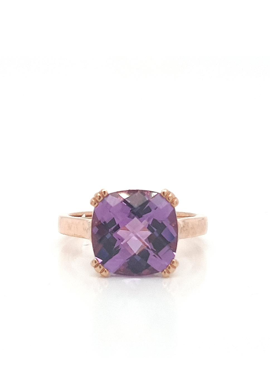 9ct Rose Gold Amethyst & Diamond Ring