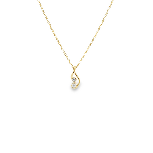 Diamond Bezel Set Pendant and 14ct Yellow Gold Necklace