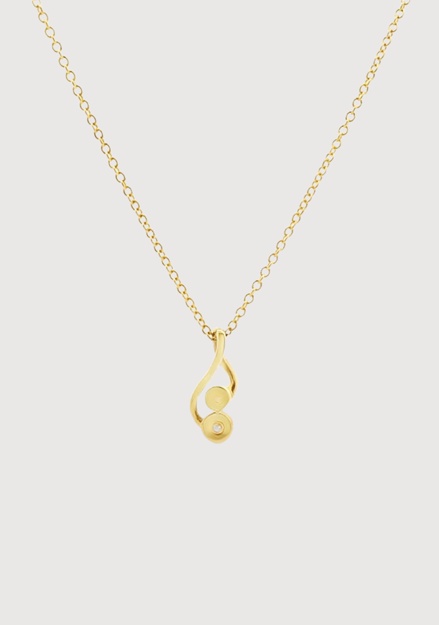 14ct Yellow Gold 0.07ct Round Brilliant Diamond Bezel Set Pendant & Necklace
