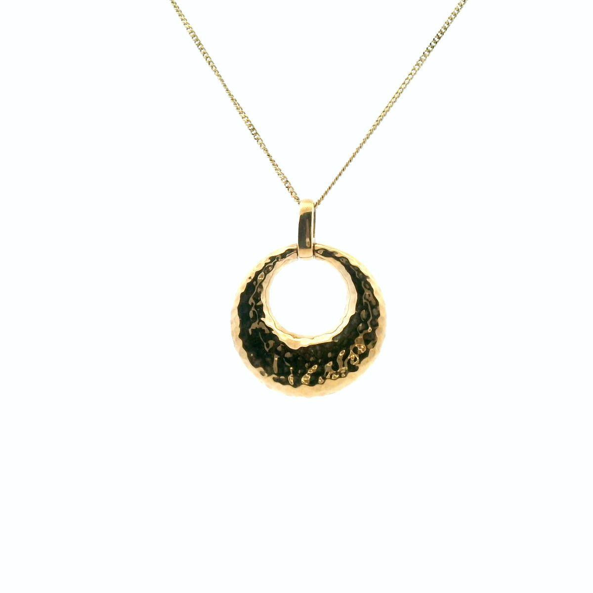 14ct Yellow Gold Hammered Circle Pendant ONLY