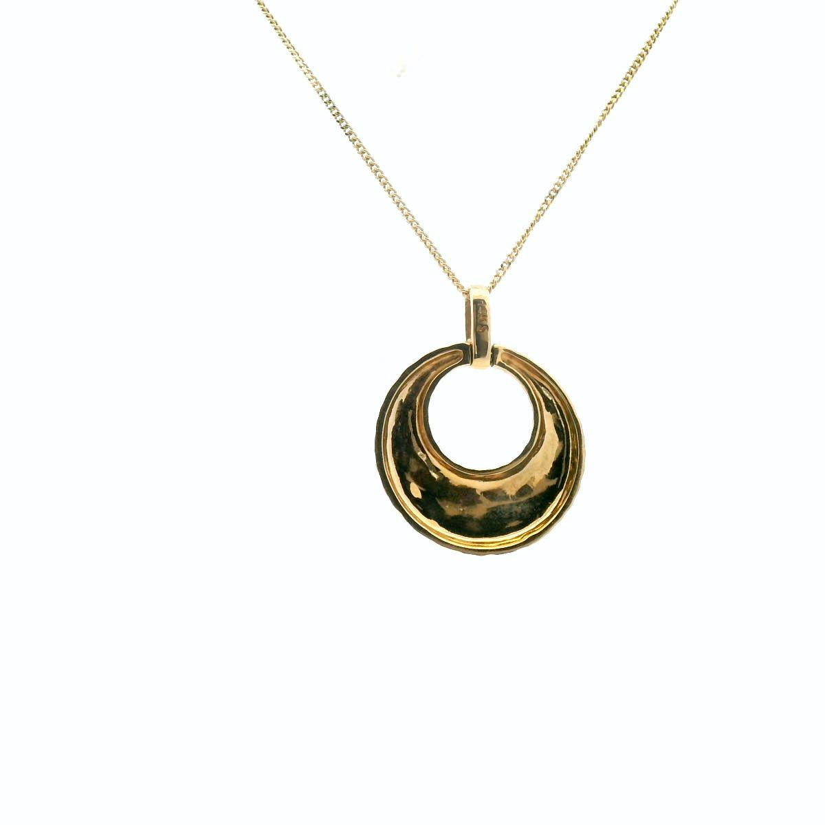 14ct Yellow Gold Hammered Circle Pendant ONLY