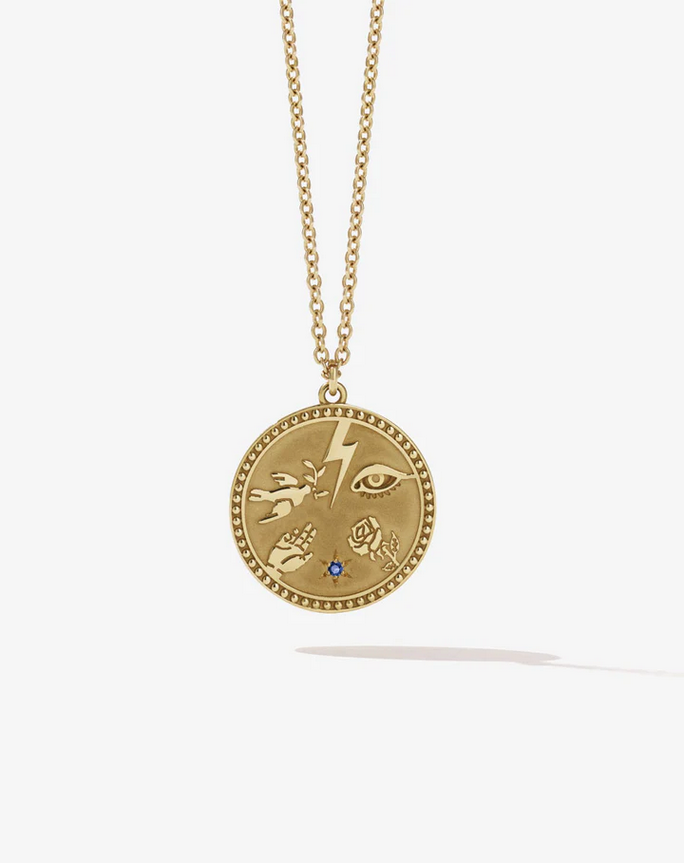 Meadowlark Gold Plated Blue Sapphire Talisman Necklace
