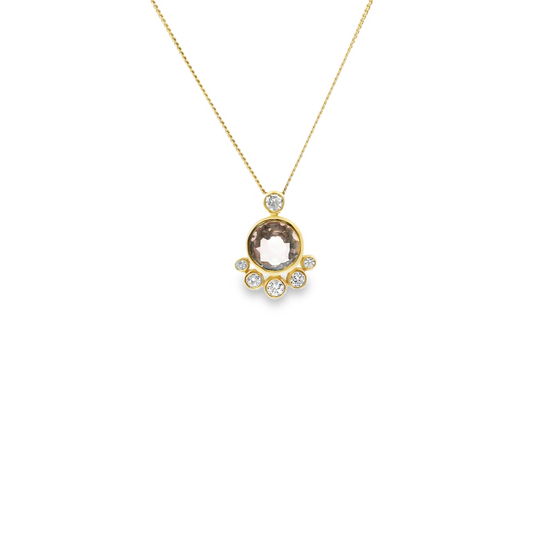 Morganite & Diamond 9ct Yellow Gold Bezel Set 9.5mm x 9.3mm Morganite and  Diamond Slider Pendant ONLY