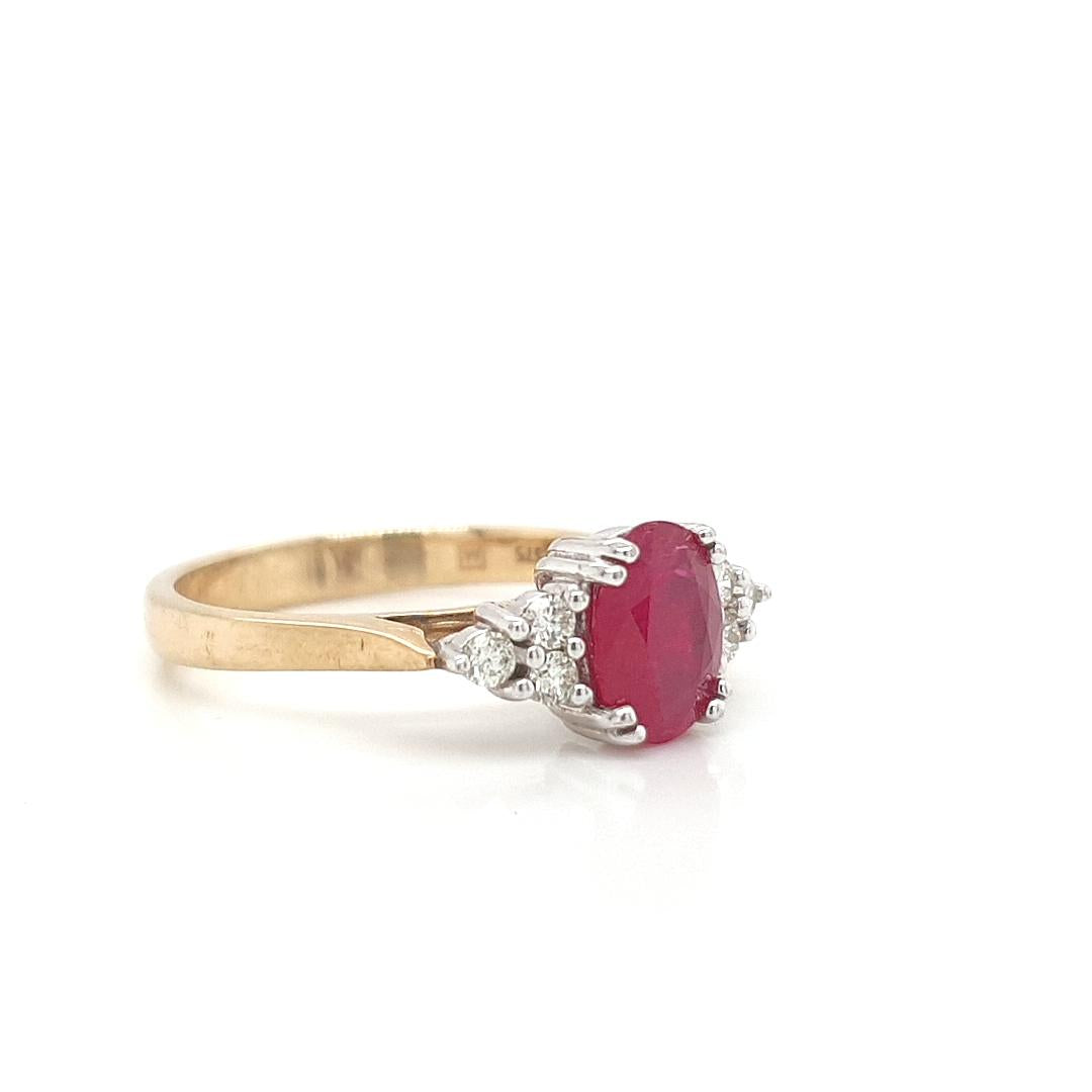 Ruby & Diamond 9k Yellow Gold Ring