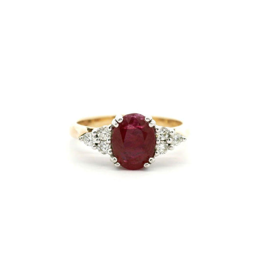 Ruby & Diamond 9k Yellow Gold Ring