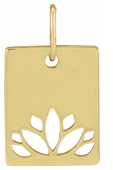 14ct Yellow Gold Lotus Rectangular Disc Pendant ONLY