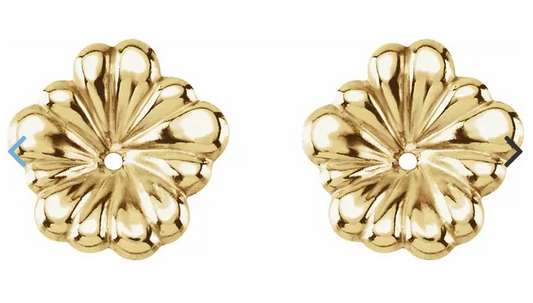 14ct Yellow Gold Floral Inspired Earring Jackets ONLY