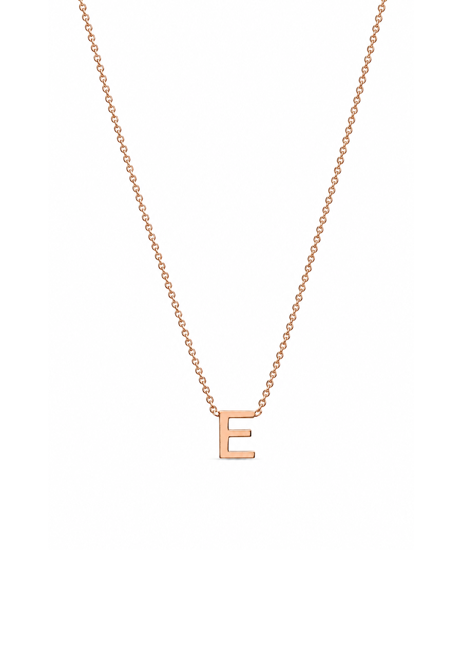 9ct Rose Gold Initial E Necklace
