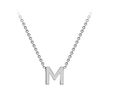 9ct White Gold Initial 'M' Necklace