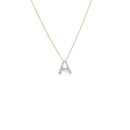 Diamond Initial 'A' 0.06ct Pendant 9ct Yellow Gold Necklace