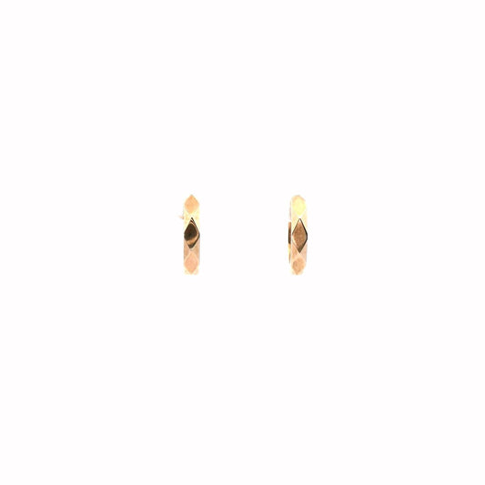 9ct Rose Gold Patterned 2.6mm x 10mm Huggie Earrings