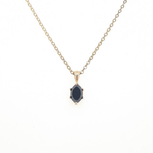 Diamond Pendant - 18ct Yellow Gold 1.98ct Black Marquise Diamond Pendant