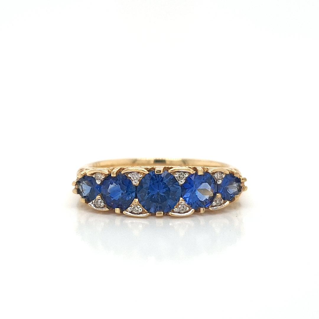 Sapphire & Diamond 18ct Yellow Gold Bridge Set Ring
