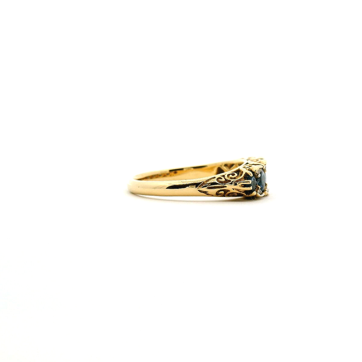 Sapphire & Diamond 18ct Yellow Gold Bridge Set Ring