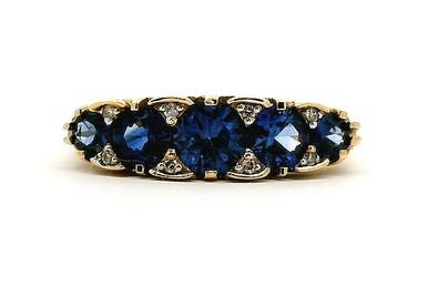 Sapphire & Diamond 18ct Yellow Gold Bridge Set Ring