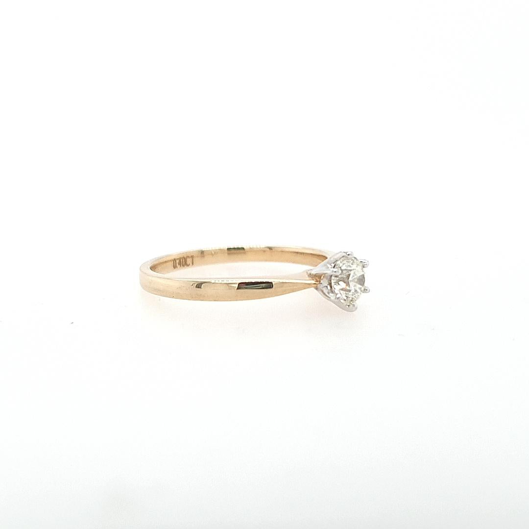 9ct Yellow Gold 0.40ct Round Brilliant Diamond Solitaire Ring