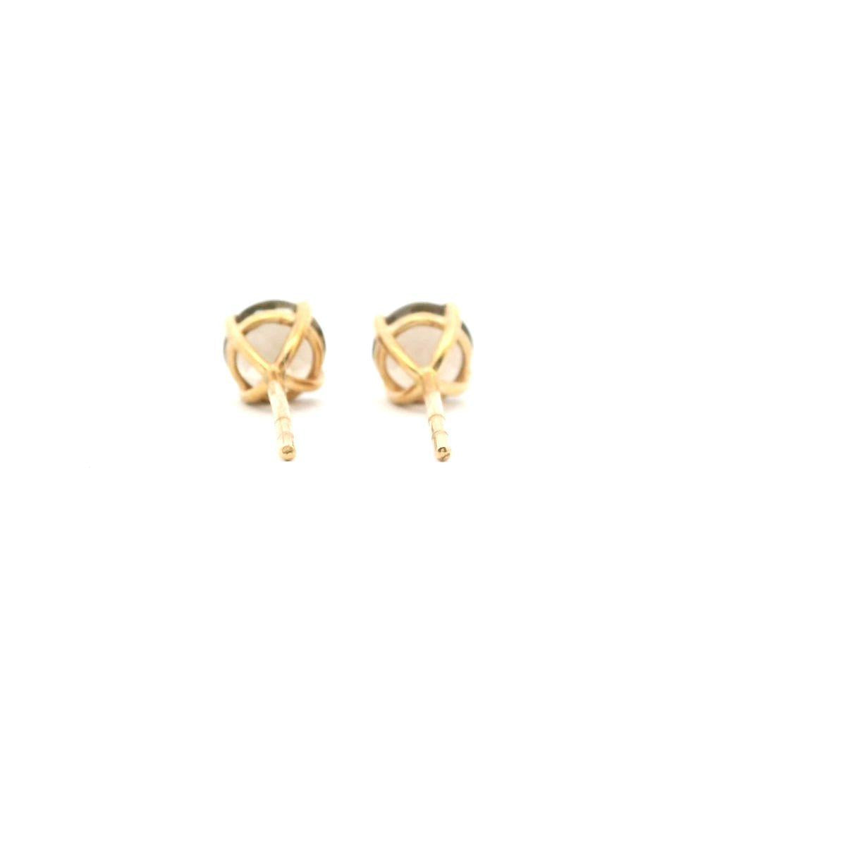 9ct Yellow Gold Round Smokey Quartz Four Claw Stud Earrings