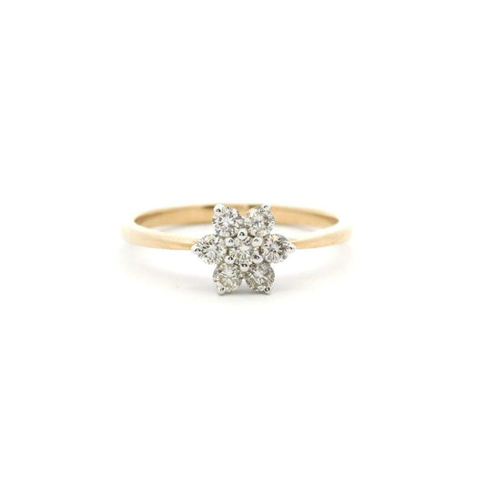 9ct Yellow Gold Flower Cluster Diamond Ring