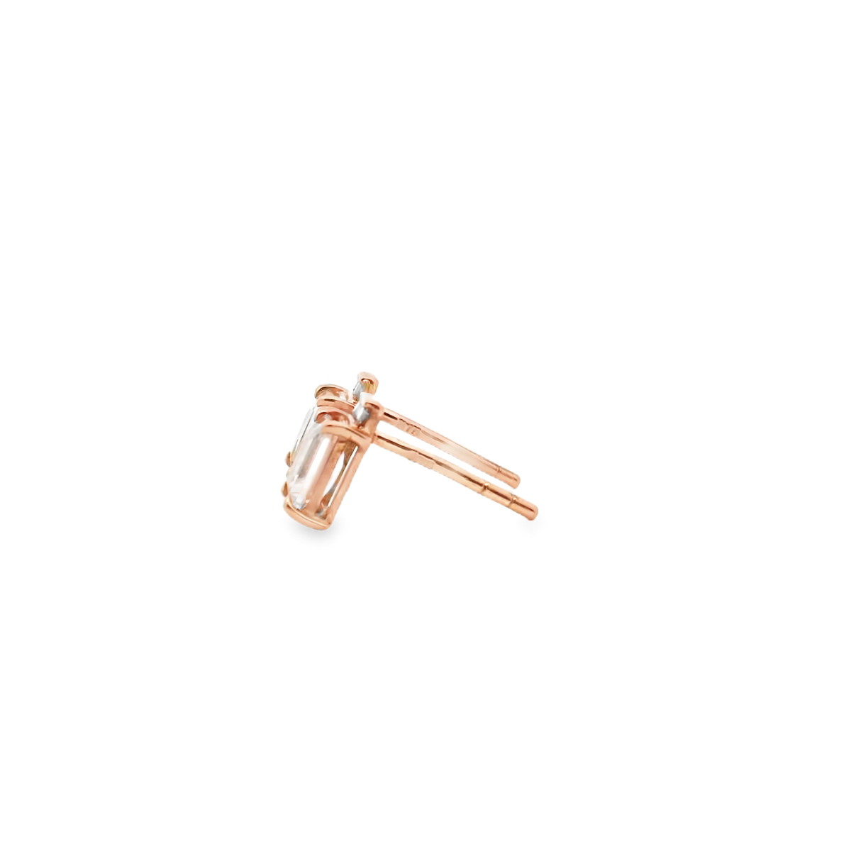Morganite & Diamond 9k Rose Gold Baguette Cut Stud Earrings