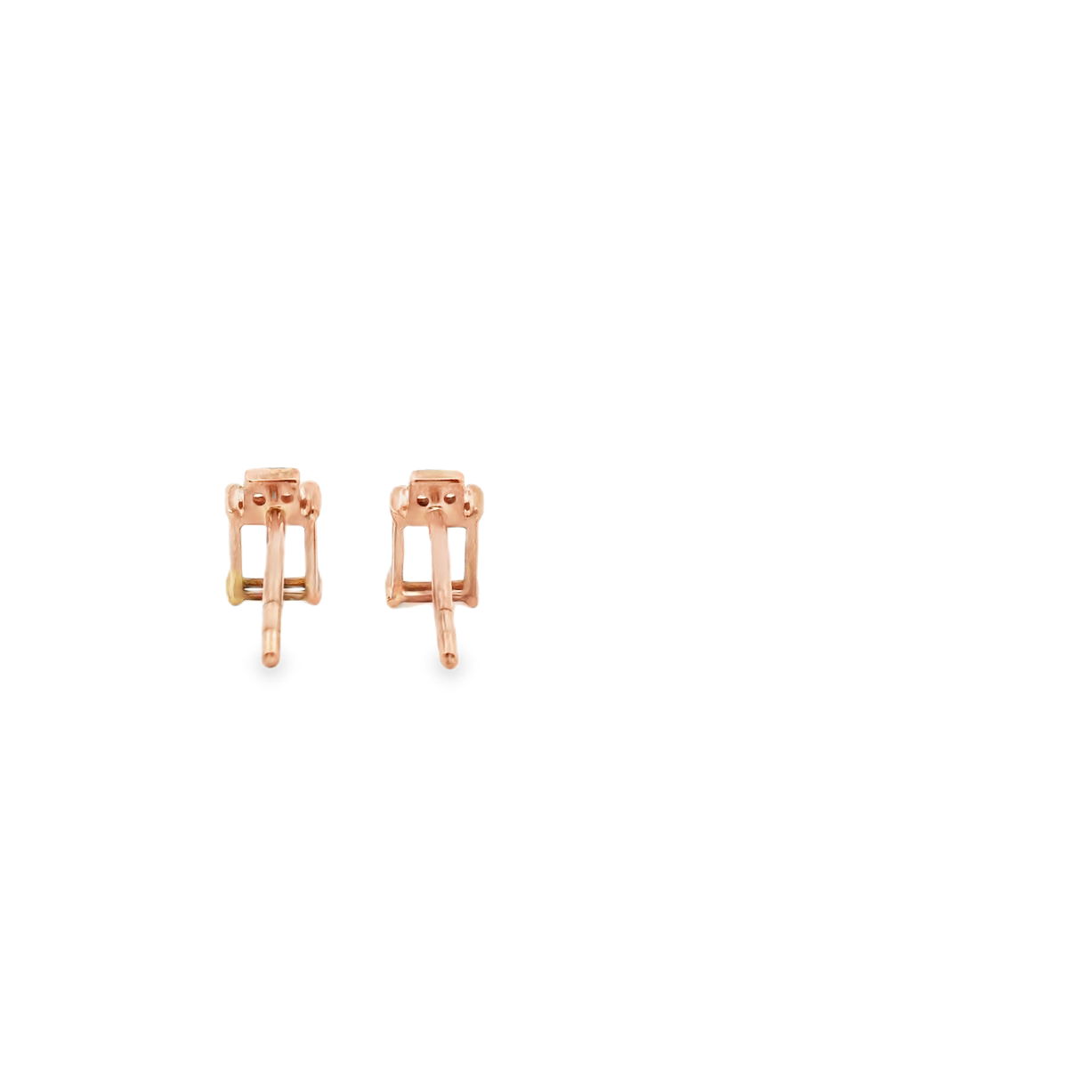 Morganite & Diamond 9k Rose Gold Baguette Cut Stud Earrings