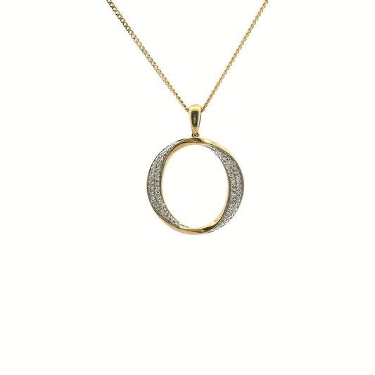 9ct Yellow Gold O Circle Diamond Pendant