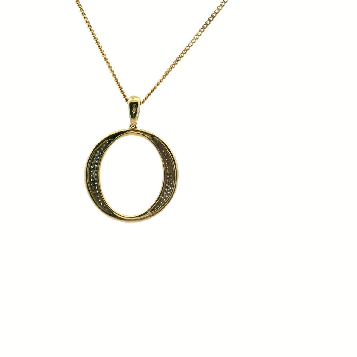 9ct Yellow Gold O Circle Diamond Pendant