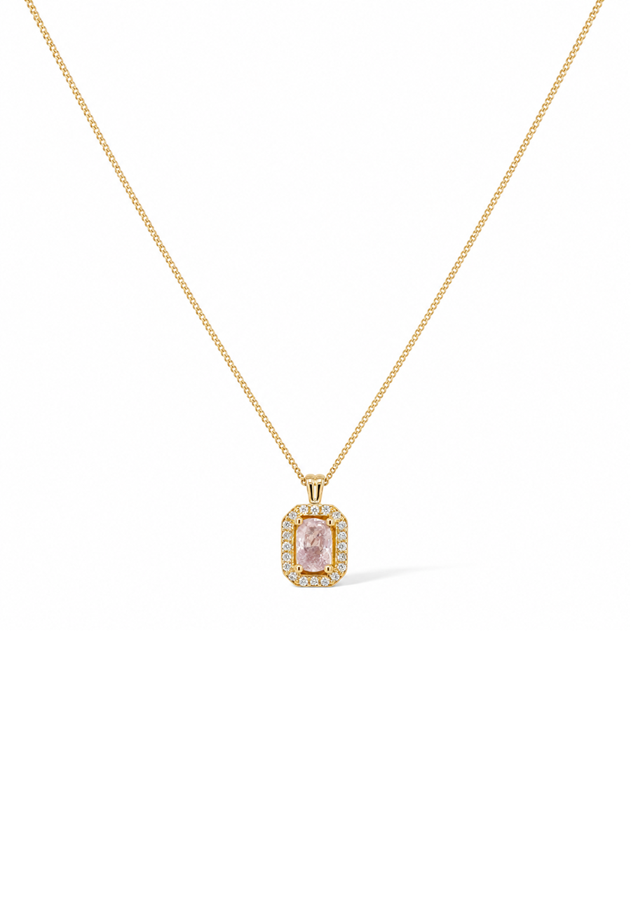 18ct Yellow Gold Pink and White Diamond Pendant