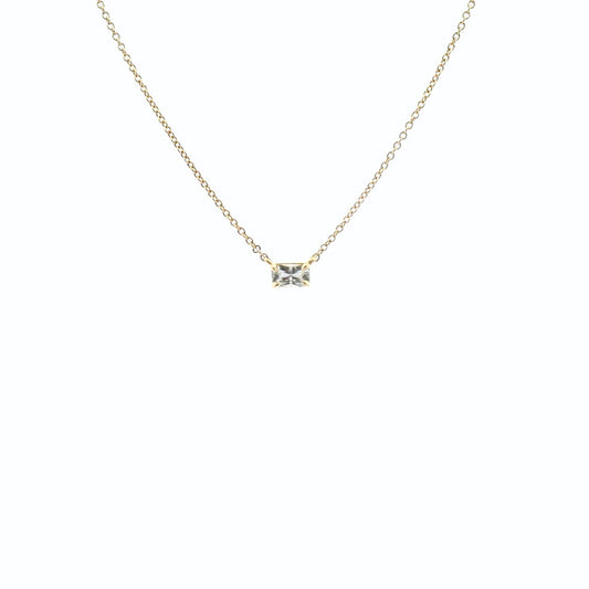 Sapphire 9k Yellow Gold East West Claw Set Necklace