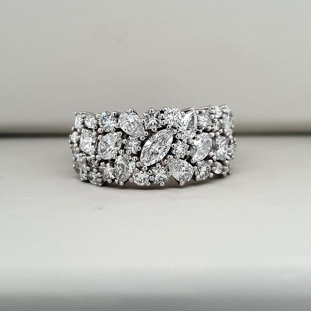 Blake Setting - 18ct White Gold 2.24ct Assorted Shape Diamond Wide Band Ring