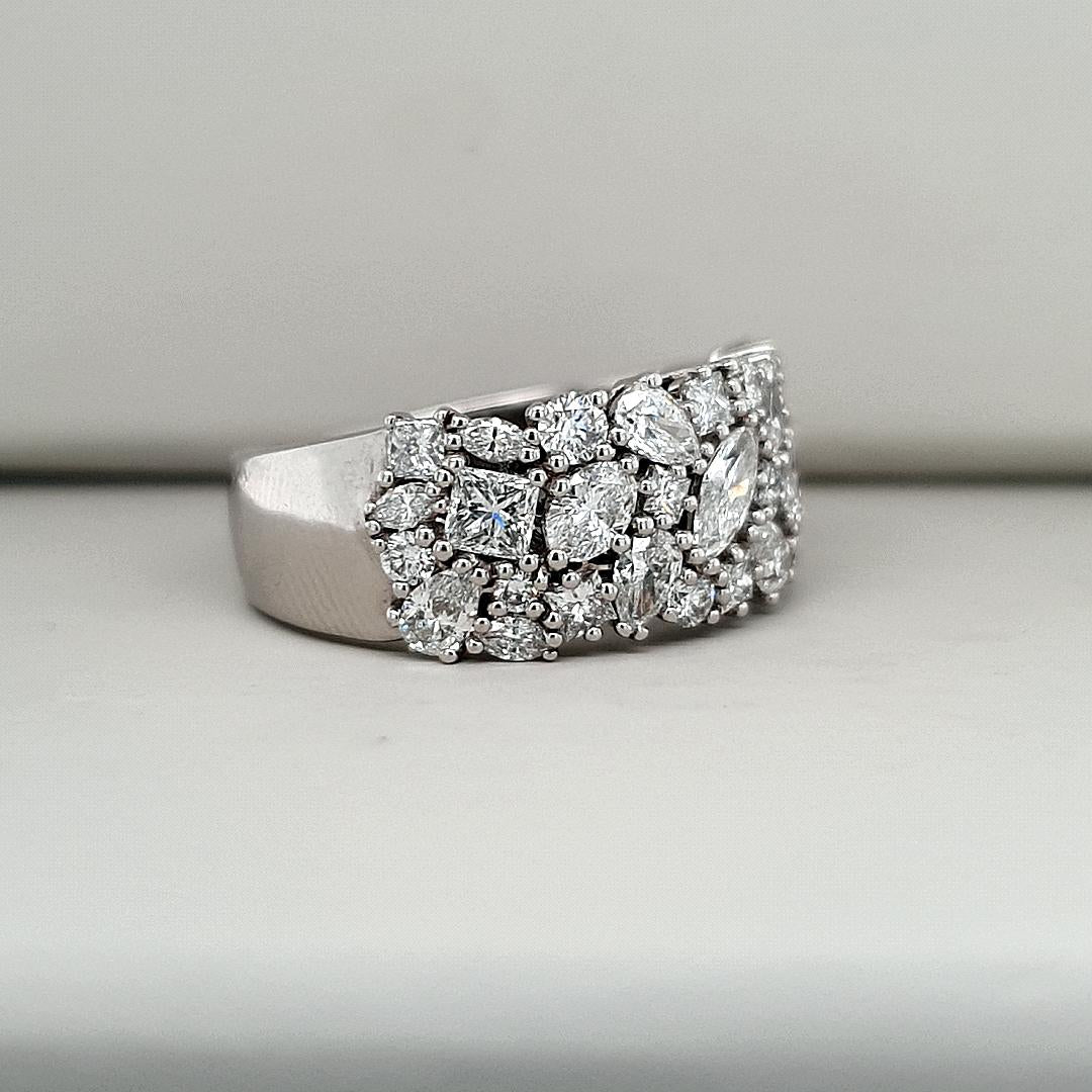 Blake Setting - 18ct White Gold 2.24ct Assorted Shape Diamond Wide Band Ring