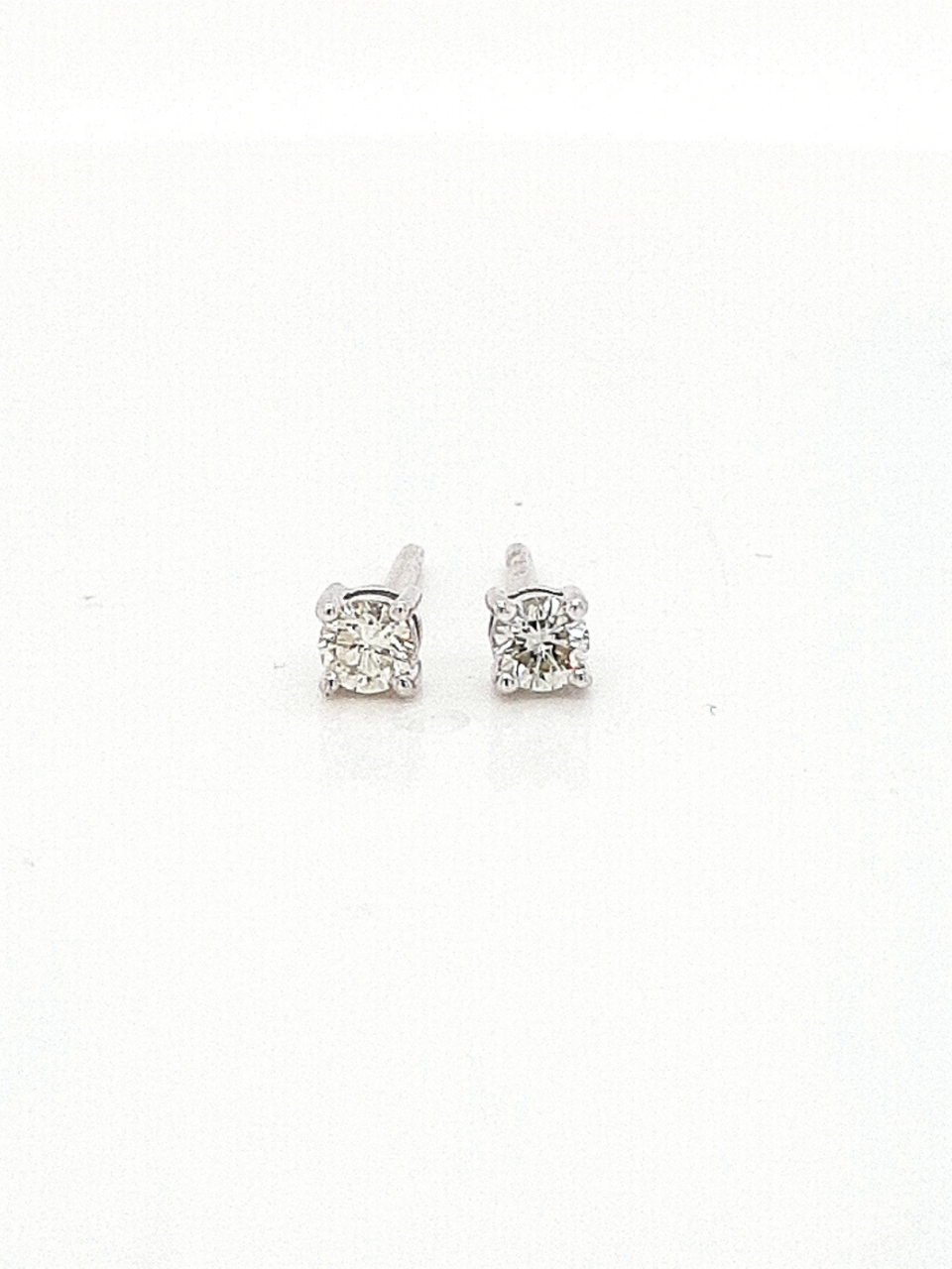 Diamond 0.20ct Round Brilliant 9ct White Gold Four Claw Stud Earrings