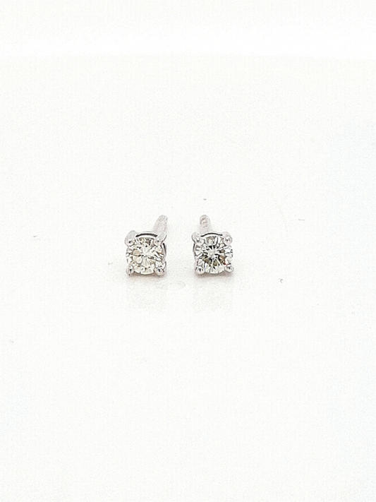 Diamond 0.20ct Round Brilliant 9ct White Gold Four Claw Stud Earrings