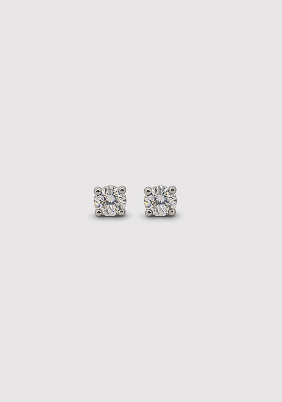 9ct White Gold 0.20ct Round Brilliant Diamond Four Claw Stud Earrings
