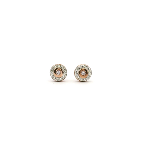 Pink Diamond & White Diamond 9k Rose Gold Bezel Set Stud Earrings