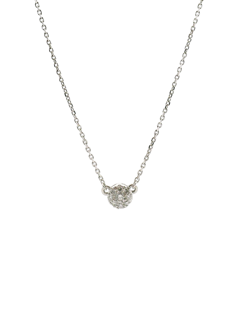 18ct White Gold Round Brilliant Diamond Cluster Pendant Necklace