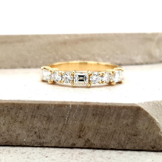 The Pia Setting 18ct Yellow Gold Baguette & Round Diamond Ring