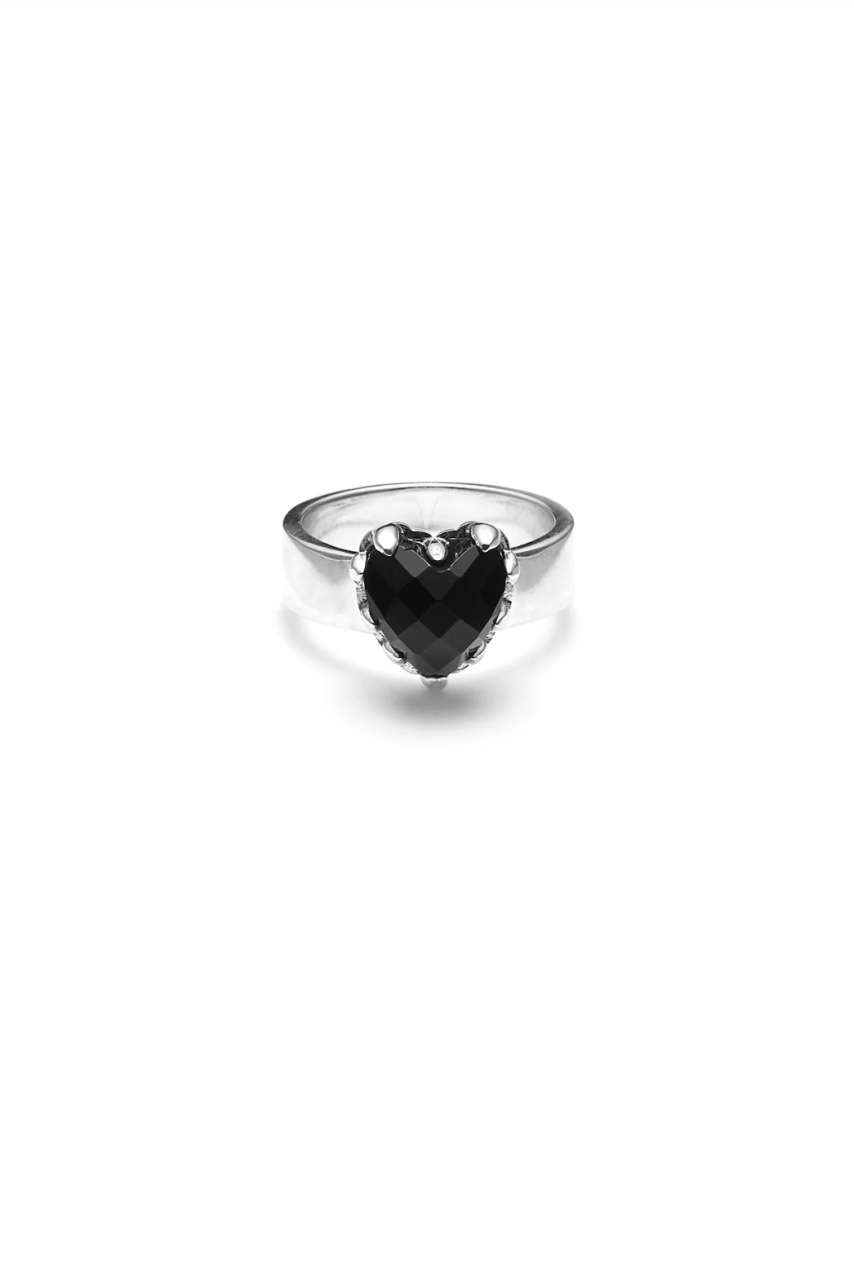 Stolen Girlfriends Club Silver Love Claw Ring with Onyx