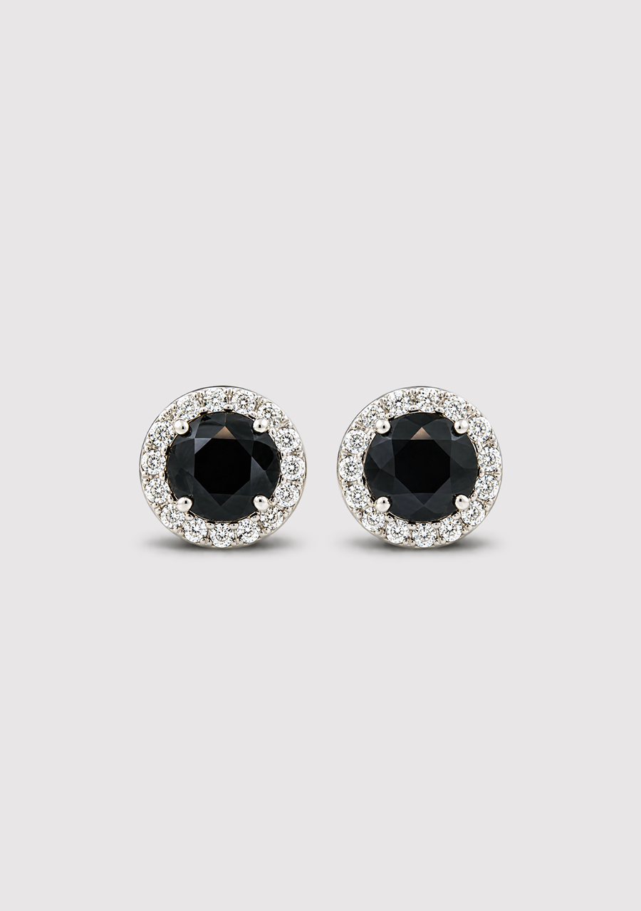 9ct White Gold Sapphire and Diamond Halo Earrings