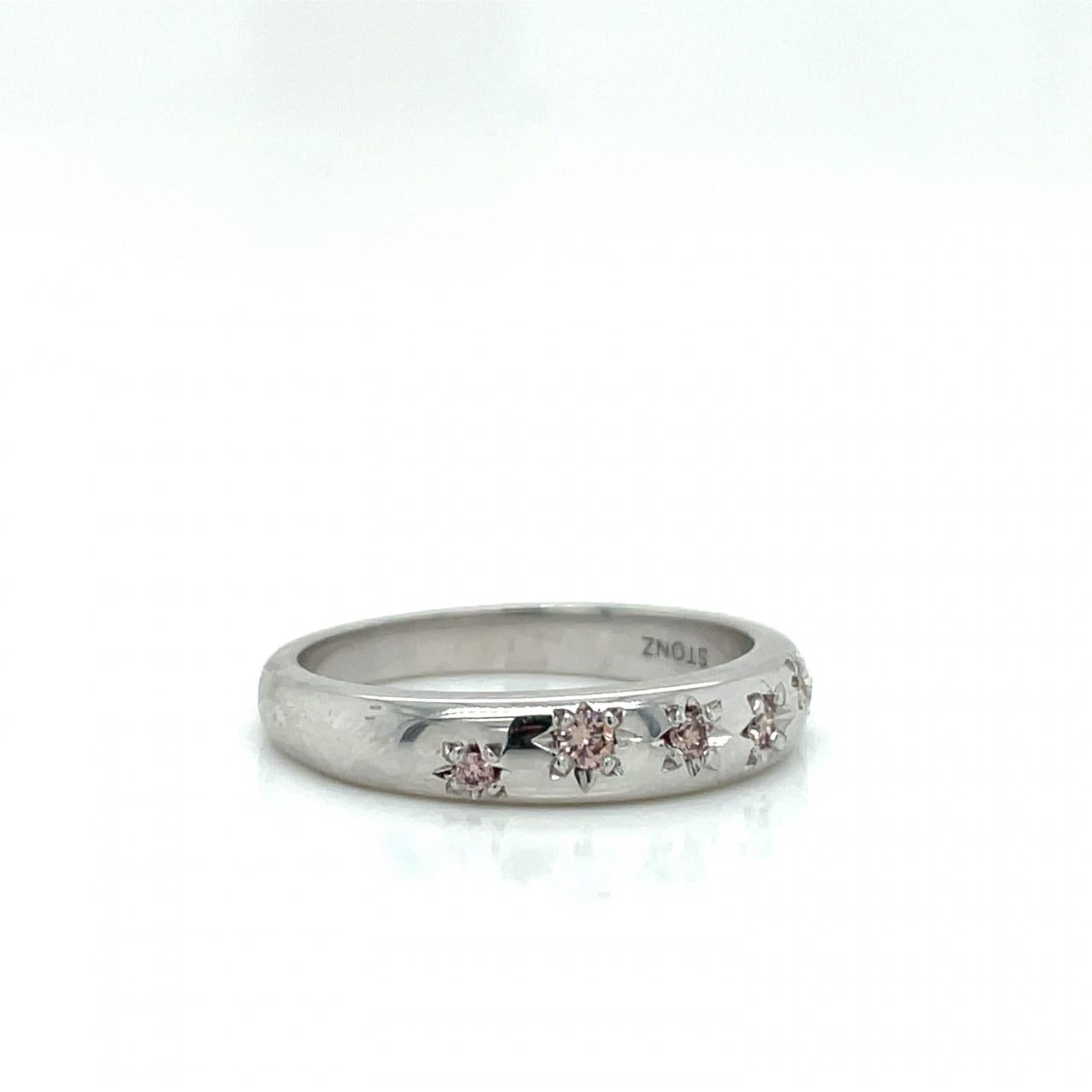 18ct White Gold Pink Diamond Star Set Dome Ring