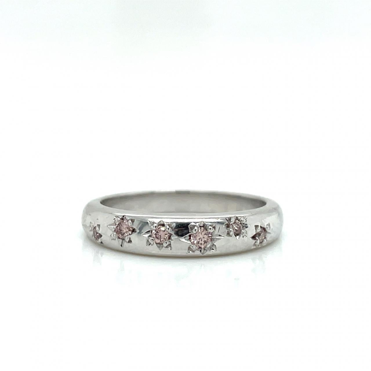 18ct White Gold Pink Diamond Star Set Dome Ring