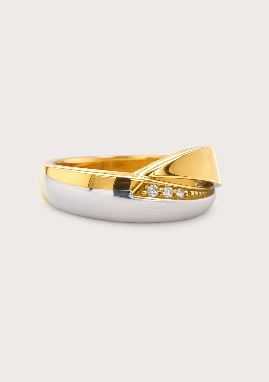 Estate 18ct Two-Tone Yellow & White Gold Round Brilliant 0.03ct Diamond Ring