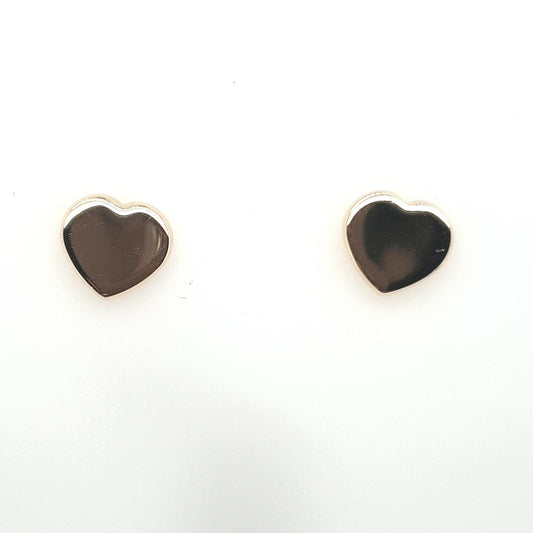 9ct Yellow Gold 10mm Plain Heart Stud Earring