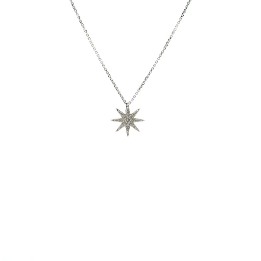 Diamond Star 0.10ct Pendant on 18ct White Gold Chain